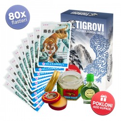 Tigar Flasteri 2 kompleta: 80 Tigar flastera (20 vrećica) + POKLONI: Bijela Tigrova Mast (18,4g), Tigar ulje (3ml), Narančasta Tigrova mast (3g)